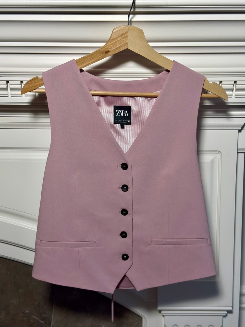 ZARA Pink Tailored Waistcoat Vest Blazer Chic Size S